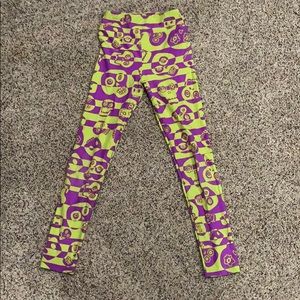 LulaRoe Purple And Green Skull Tween Leggings